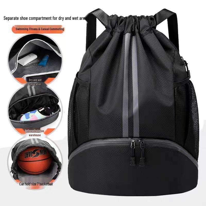 Sportbeutel mit Kordelzug und Nass- und Trockenfächern für Basketball, Fußball, Schwimmen - Unisex Leichter Rucksack