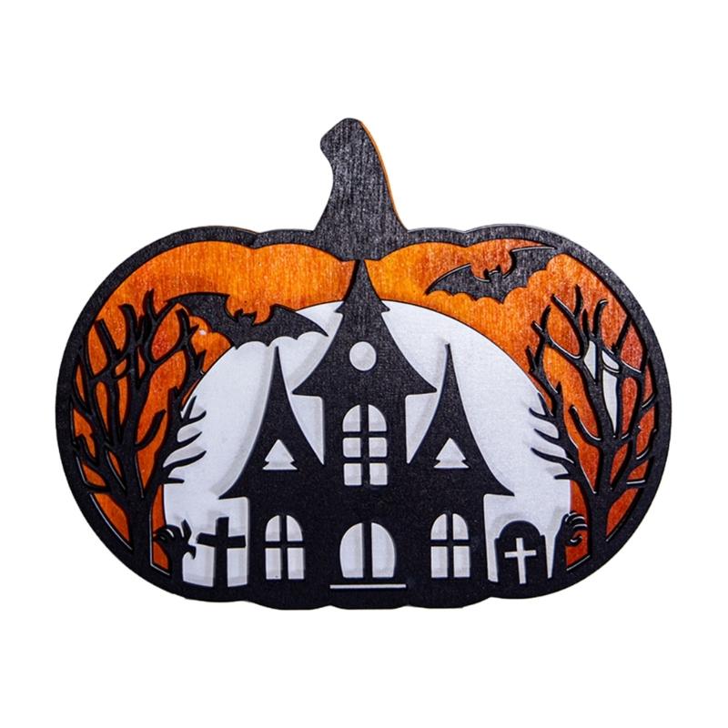 Eerie Wooden Specter Pumpkins Hanging Decoration Halloweens Party Supplies 18x15cm Multiple Designs Home Festival Decors