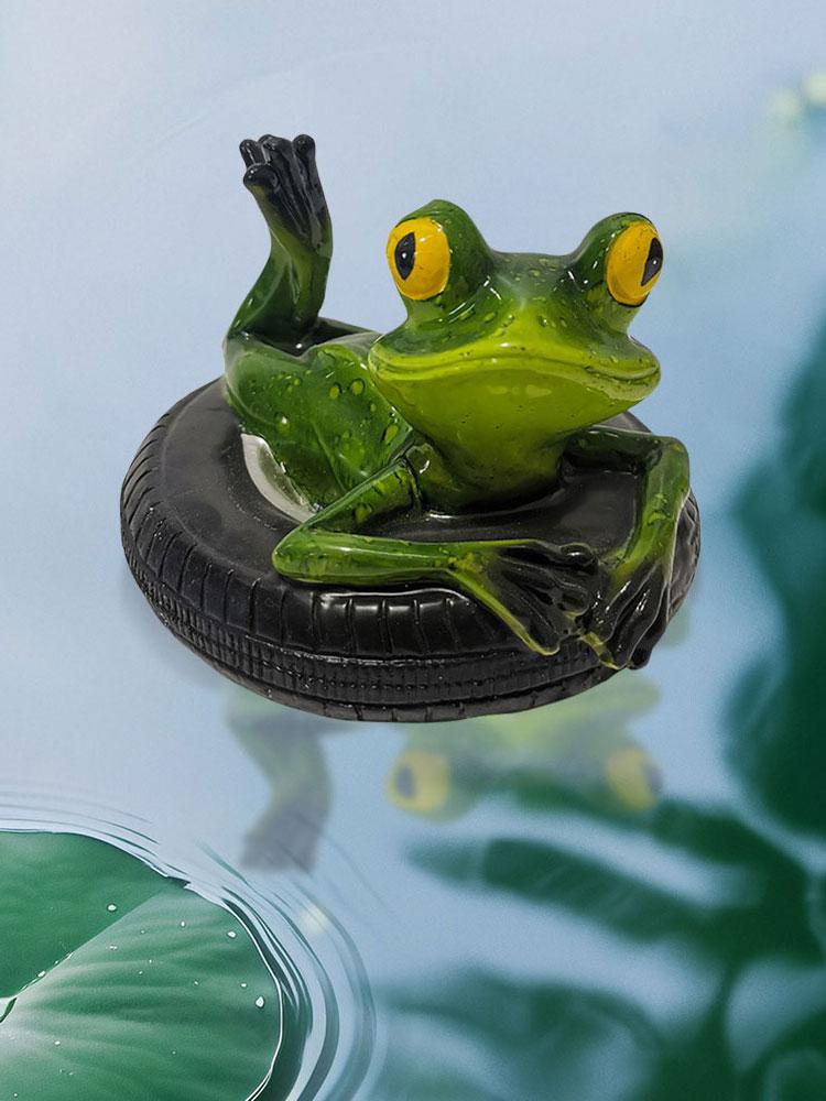 Garden Ornaments Frog Statue Water Floating with Frog Ornament Lovely Frog Figurine Statues for Patio Balcony Yard Ornament