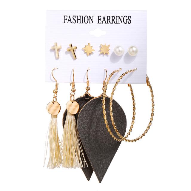 17KM Boho Shell Acrylic Drop Earrings for Women Brinco Gold Rattan Dangle Earring Set Boucle Doreille Femme Fashion Jewelry
