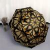Golden Ornament Circular Pattern  Luxury Decorative Design Umbrella, Portable 3 Fold Compact Umbrella for Men & Women,S284