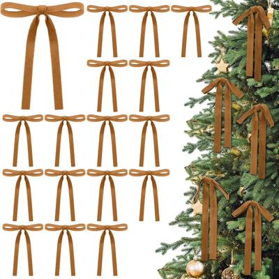 Samtschleife Weihnachtsbaumschmuck, Vintage doppelseitiger Samt, mit Schleife, geeignet für Baumkränze, Weihnachtsdekorationen für drinnen und draußen.