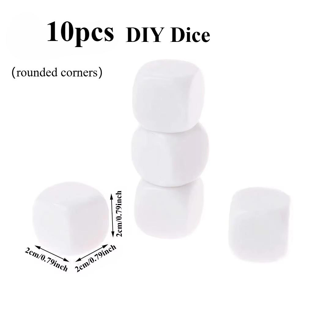 10 szt. 16 MM Okrągłe Puste Sześcienne Kości do Pisania Dużym Pisakiem do Gry Planszowej DIY Zabawa i Nauka Zestaw Kości Tablicowych