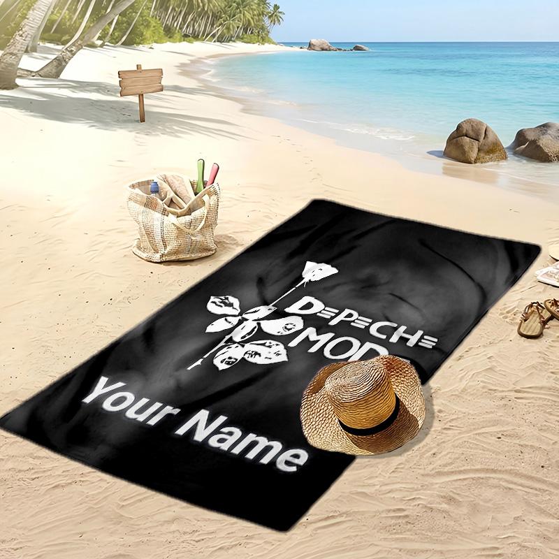 Depeche Mode Custom Beach Towel, Print Your Name Text Lightweight Absorbent Towel for Swimming Travel