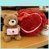 Heart Hugging Bear Plush Toy With Polyester Fiber For Valentines Day Gift For Girls And Boys