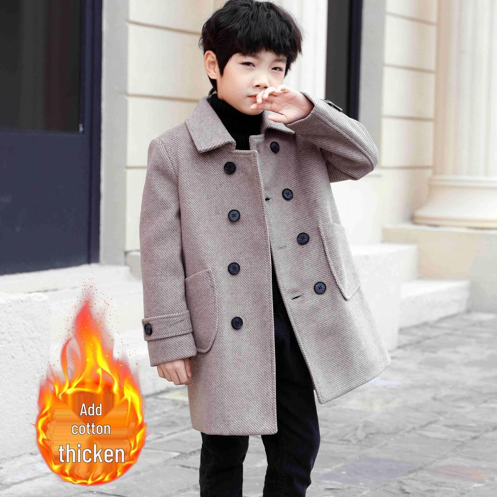 Вовняний бавовняний утеплений підлітковий пальто - Колекція Весна/Осінь 2025 для дітей середнього/великого віку