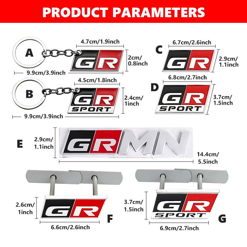 For Toyota Metal keychain key ring Car Front Trunk Grille Emblem Fender Badge Stickers Gazoo Racing TRD Corolla Yaris Rav4