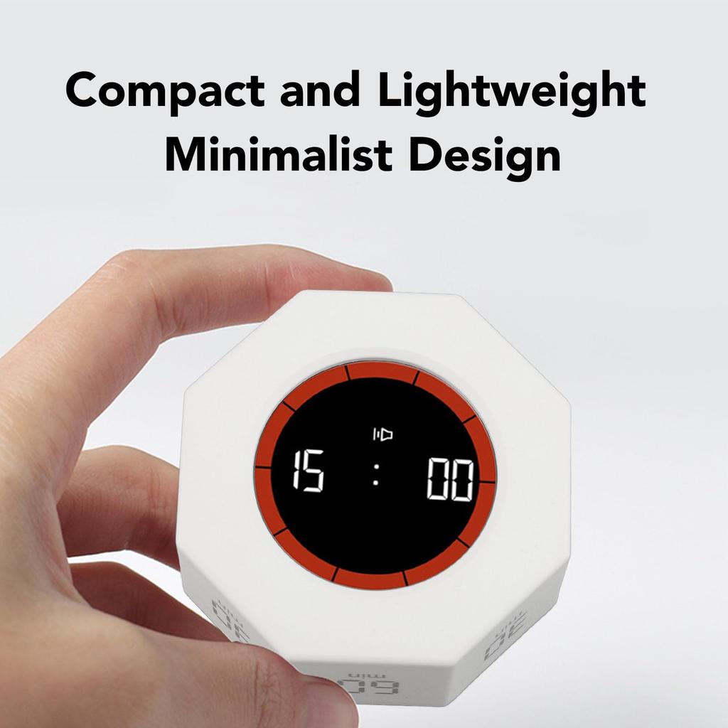 Octagonal Pomodoro Timer, Desk Productivity Cube Timer Custom Pomodoro Mute, Timer Cube with G-Sensor for Task Work Study Kitchen 1 3 5 15 30 60 90 Mi