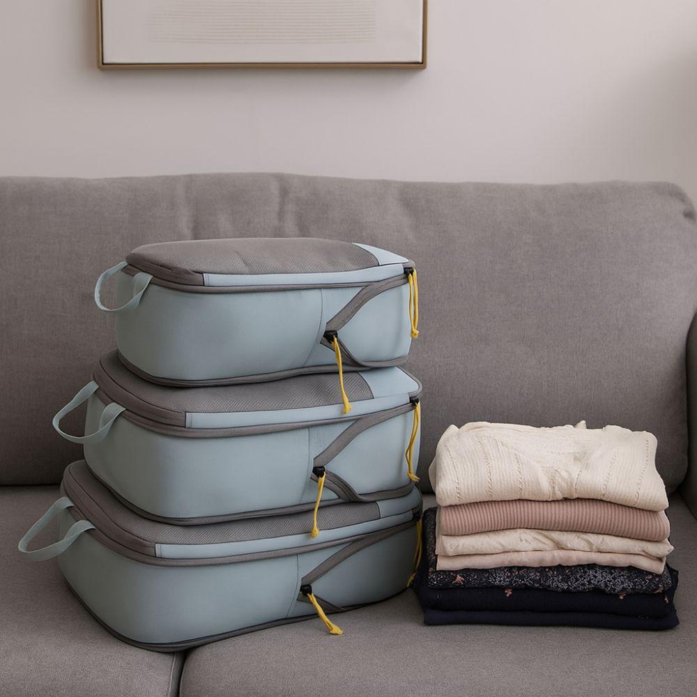 4Pcs/Set Expandable Compression Packing Cubes Oxford Fabric Clothes Storage Bag  Travel