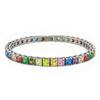 316L Stainless Steel Square Colorful CZ Tennis Bracelet Anti Tarnish Waterproof Rainbow Jewelry for Women