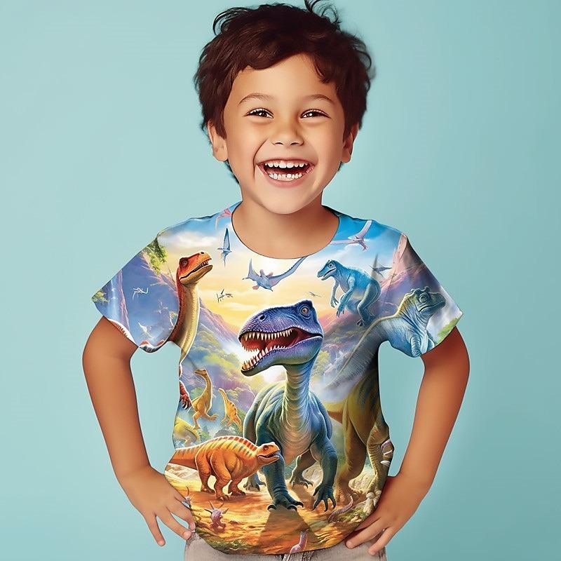 

Christmas Boys 3D Dinosaur Tee Shirts Short Sleeve 3D Print Summer Spring Active Sports Fashion Kids 3-12 160