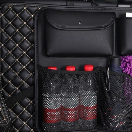 Car Boot Organizer PU Leather Trunk Rear Seat Storage Bag Interior Accessories