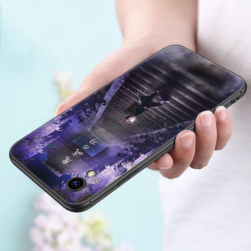 Anime Demon Slayer Tanjiro Case For Apple iPhone 14 13 12 Mini 11 Pro Max 7 8 XR X XS 7 8 Plus SE 2020 2022 Black Cover