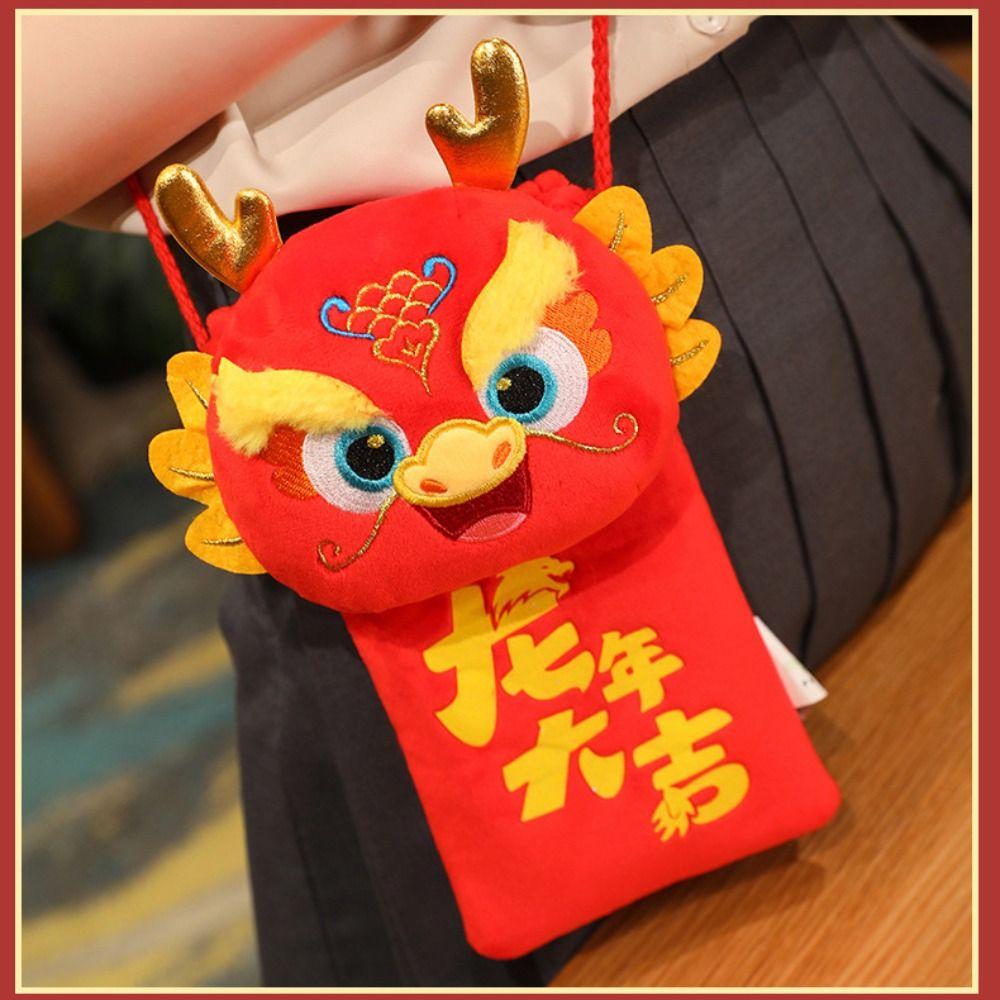 Lucky Money Wallet 2024 Red Envelope Hongbao Dragon Year Mascot Creative Money Packing Bag  Kids