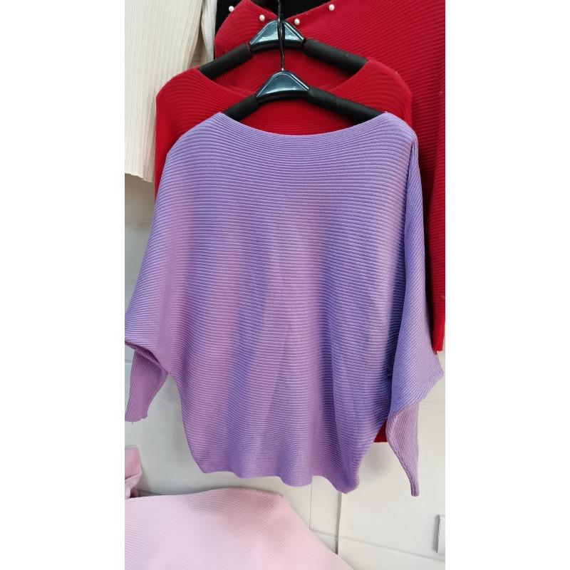 Autumn and Winter Knitted Sweaters, One-line Collar, Bat-sleeved Knitwear, Women's Pullover Bottoming Shirt