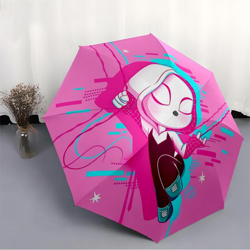 1 Stück Spider-Gwen Automatisches Faltschirm - Kompaktes 8-Rippen-Design, Langlebiger Kunststoff & Eisen, Tägliche Nutzung F104007