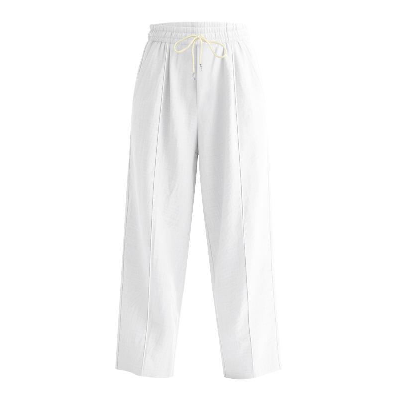 Linen Breathable Wide-legged Trousers Men's Models Summer and Autumn Thin Section Loose Sports Loose Straight Casual Trousers Male