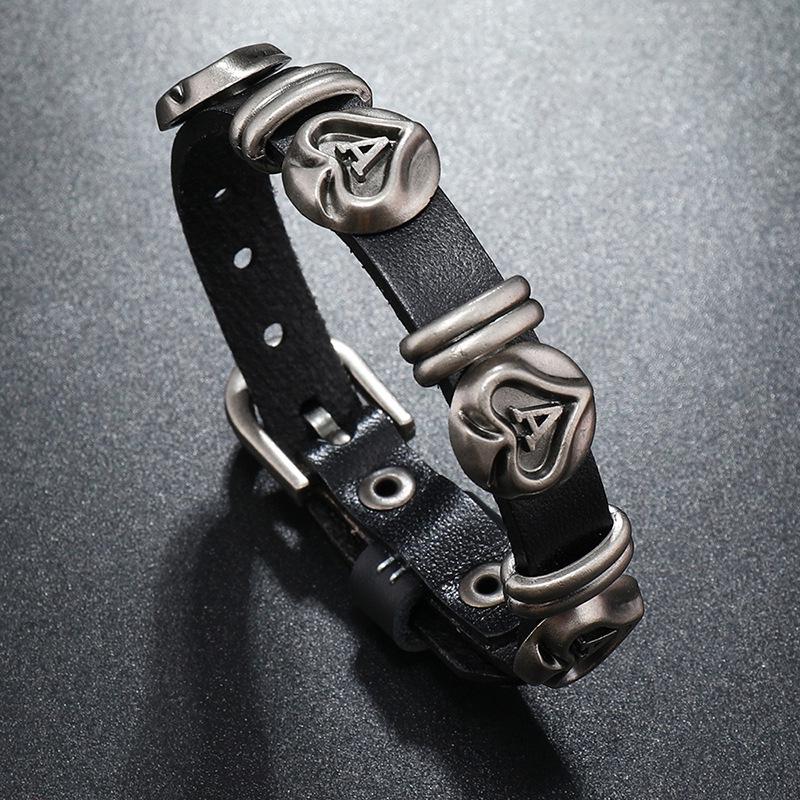 Unisex Vintage Punk Rock Star Cowhide Bracelet