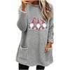 European & American Women's Christmas Gnome Print Plush Hoodie - Round Neck, Loose Fit, Long Sleeve, with Pockets