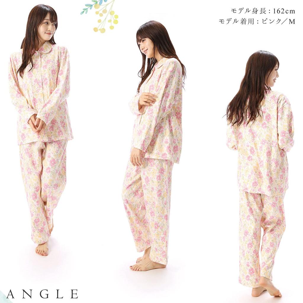 NISHIKI Made in Domestically Strictly Produced Smooth Long Front Top and Bottom Long Loungewear for Spring and Autumn Women's Pajamas, Japan, 100%