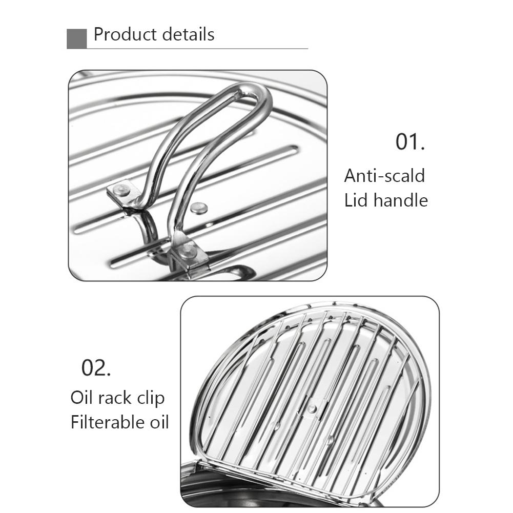 Stainless Steel Deep Fryer Deep Fryer Pot Thermometer Stainless Steel Cover Filter