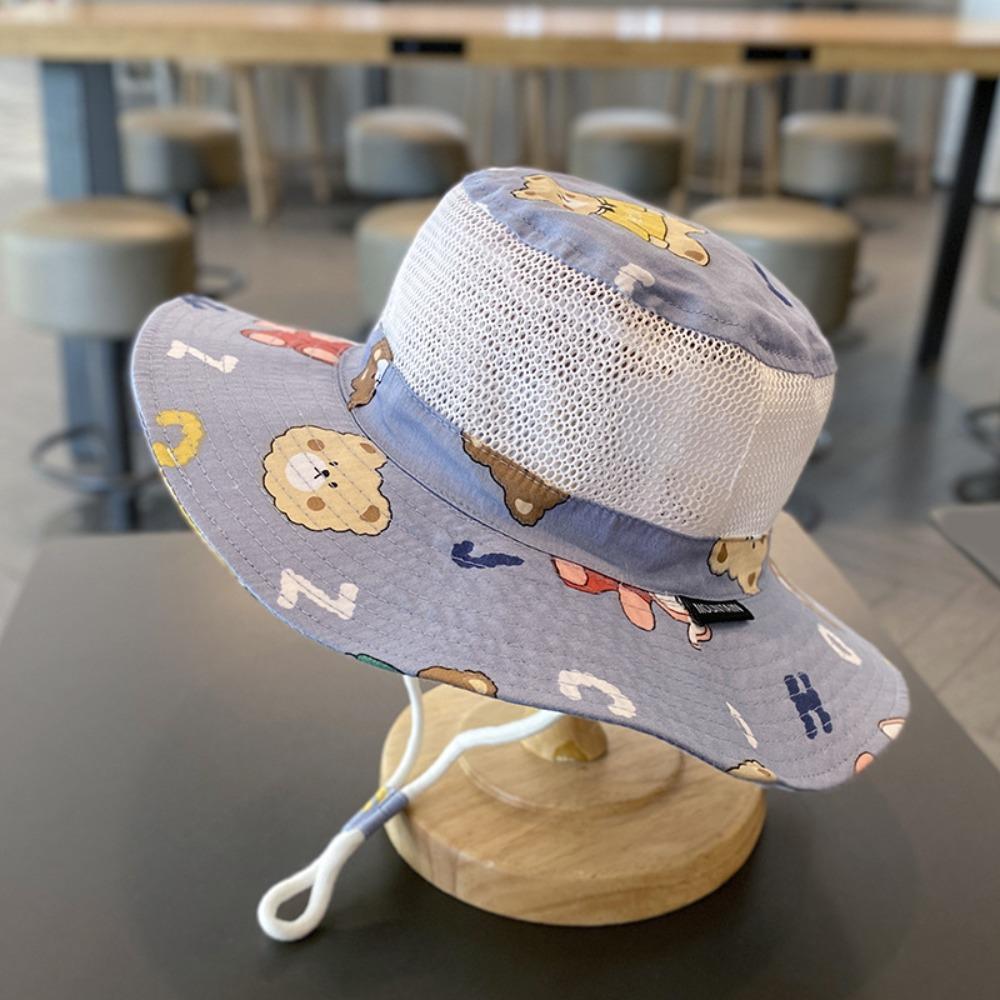 

Mesh Sun Hat Breathable Beach Caps New Fisherman Caps Children сірий/синій