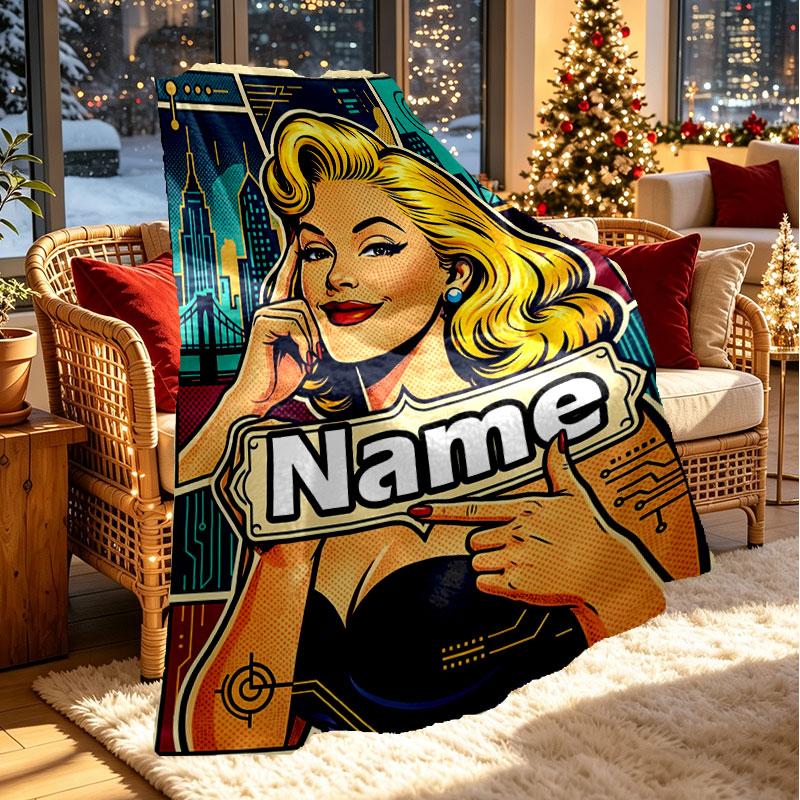 Custom Name Personalized Marilyn Monroe Print Blanket, Home Decor, Bedroom, Sofa, Camping, Couch, Gifts for Birthday Christmas