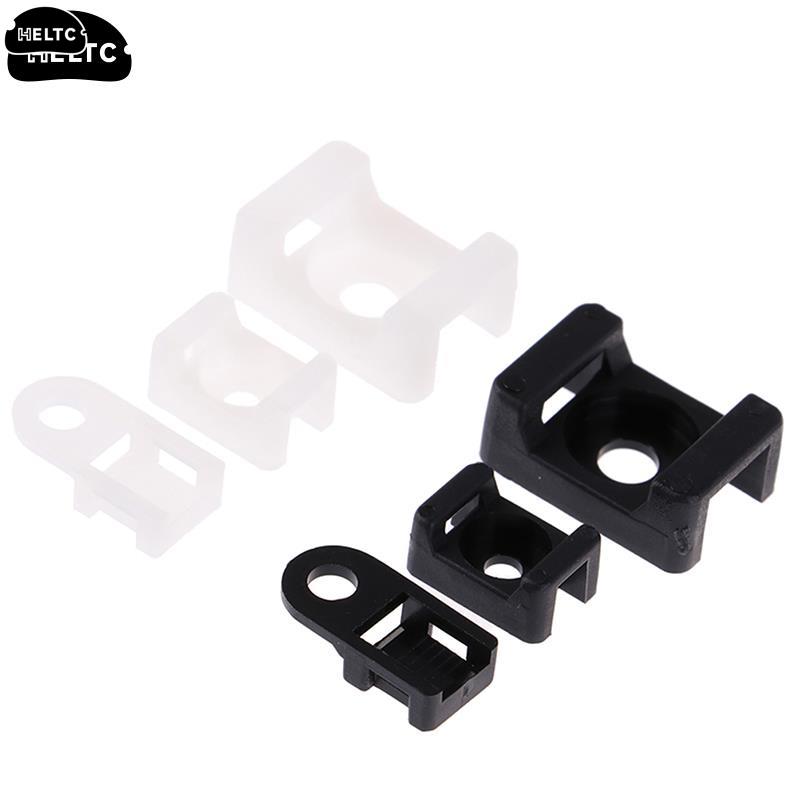 100PCs Cable Tie Mount Wire Buddle Saddle Type Plastic Holder White Black