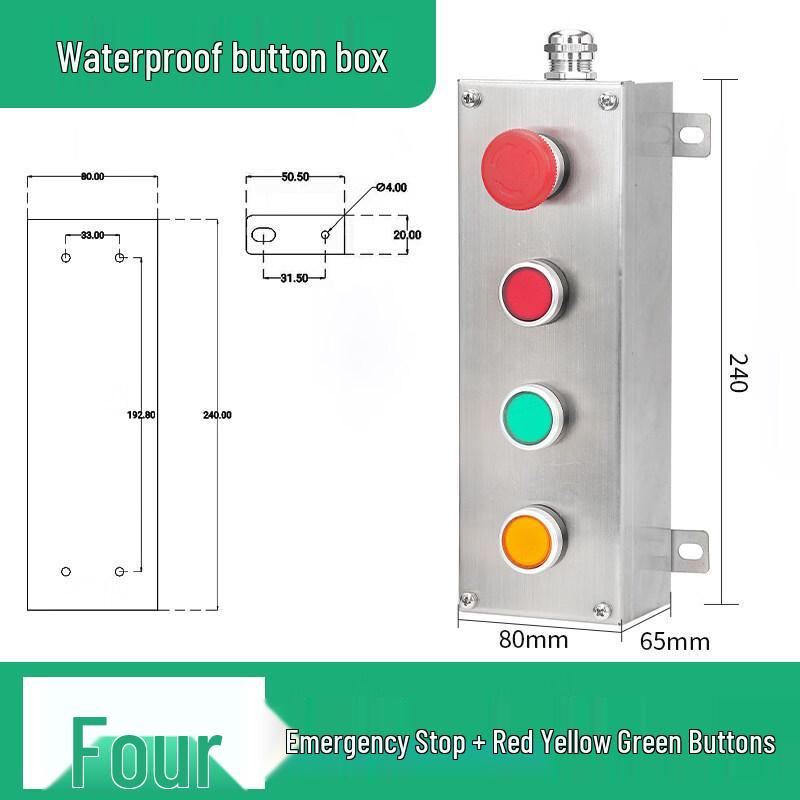 

Aokewen Waterproof Explosion-Proof Stainless Steel 4-Button Control Box