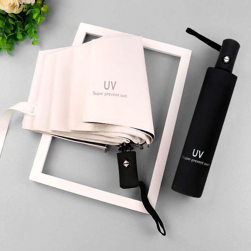 UV Protection Folding Umbrella with Black Glue Sunshade for Students - Dual-Use for Rain and Shine