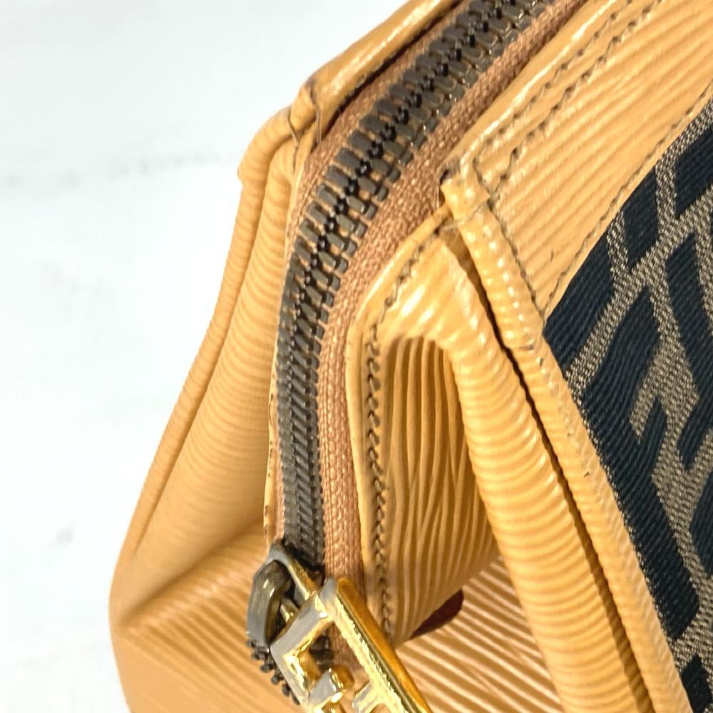 FENDI vintage Zucca logo Box-shaped bag Hand Bag Canvas/Leather Brown