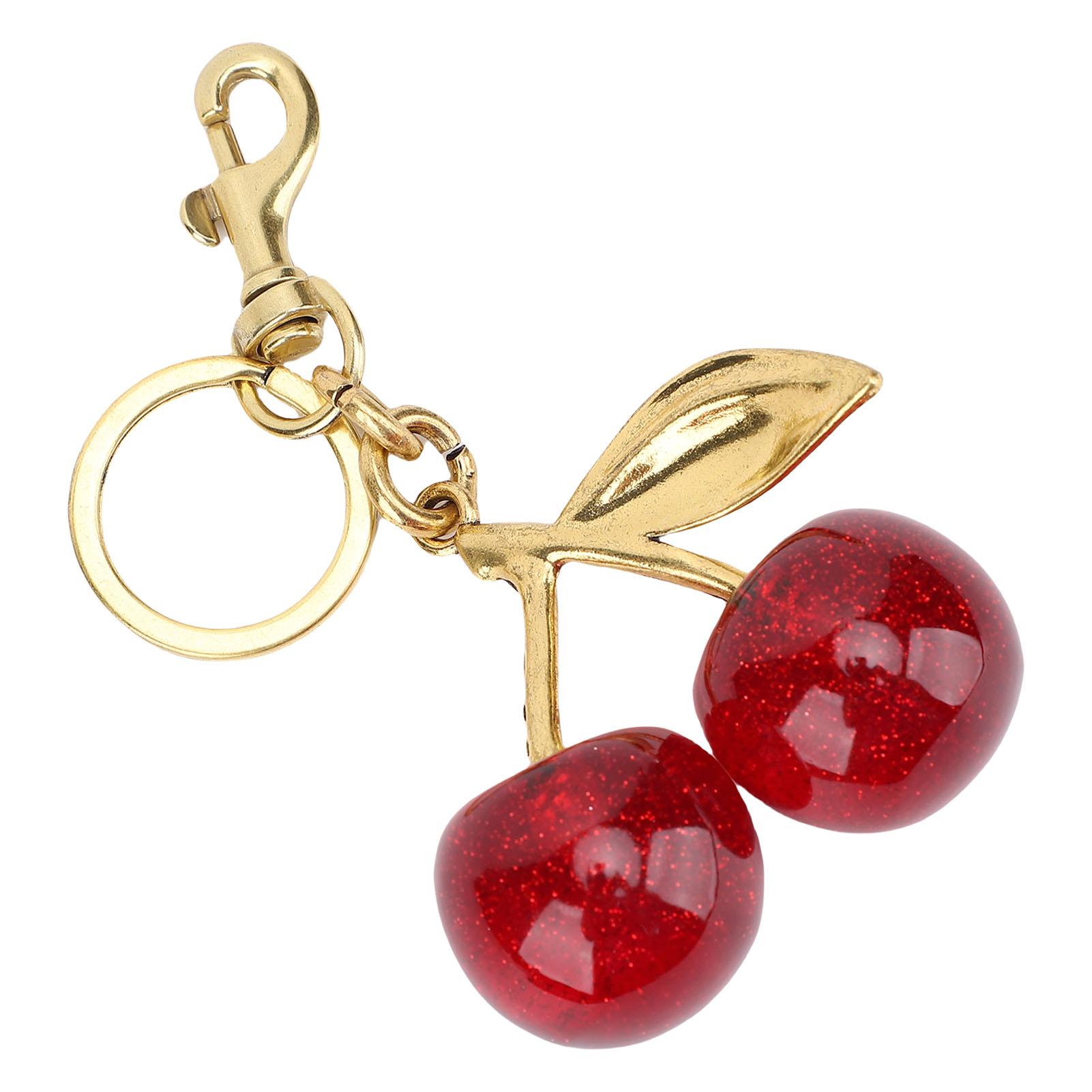 

Брелок-подвеска для сумки в виде блестящей вишни, стильный женский, милый, для кошельков, сумок, автомобильный брелок, розовый красный