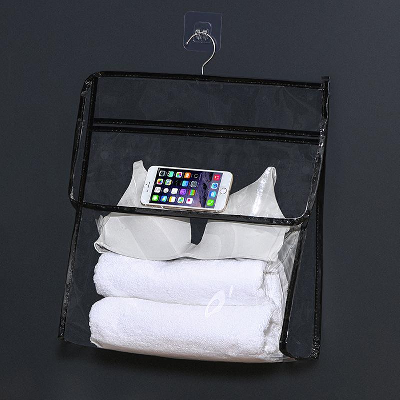 Waterproof Bathroom Organizer, Clear Shower Caddy Bag, Wall Hanging Toiletry Storage Bag with PVC, for Cosmetics, Towels, Clothes