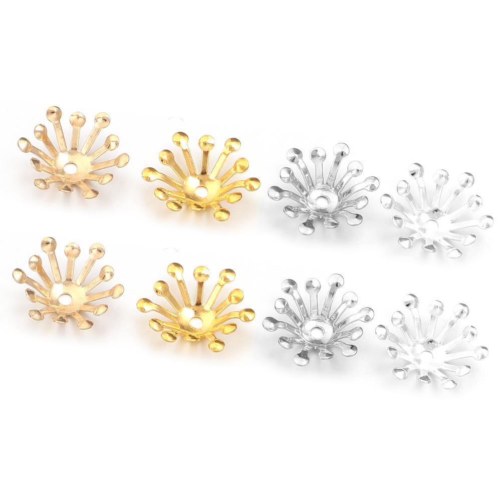100pcs 13mm Flower Bead Caps Metal Iron Spacer Beads End Caps For Jewelry Making DIY Bracelets Necklace Decoration Accessories
