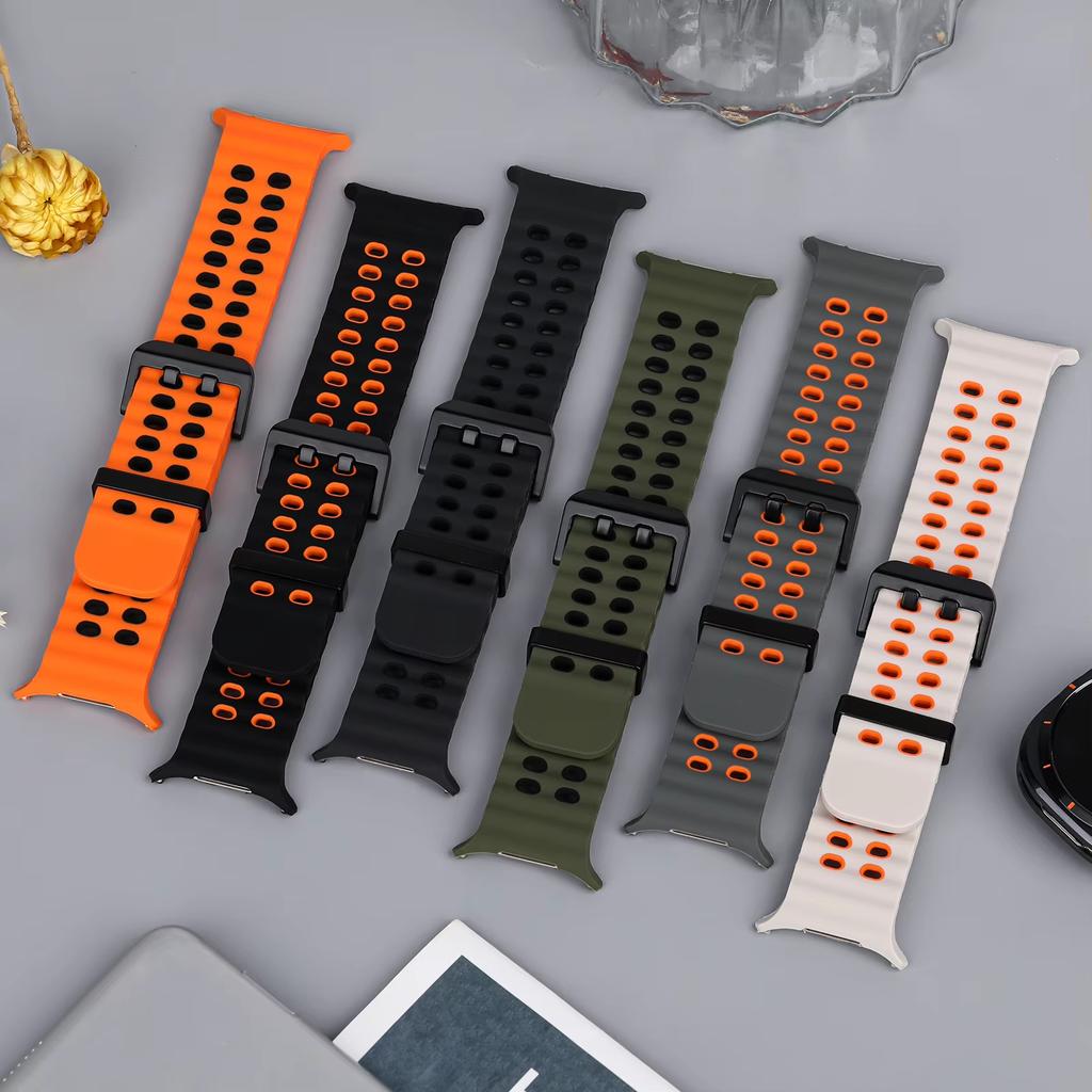 Ocean Silicone Strap for Samsung Galaxy Watch 8 44mm 40mm/8 Classic 46mm Sports Wristband for Galaxy Watch 8 Breathable Bracelet