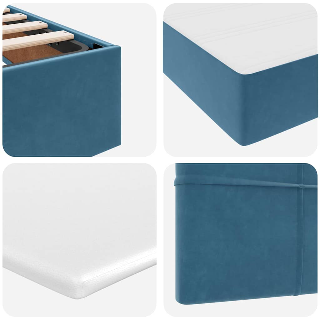 Storage Bed with Mattress Dark Blue 90 x 200 cm Velvet