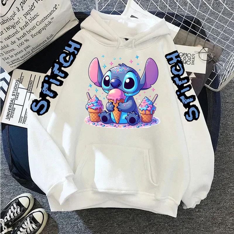 Luxury Brand Women's Hoodies Disney Lilo & Stitch Harajuku Jackets Japanese Fashion Winter Sweaters Women's Warm Sweatshirts
