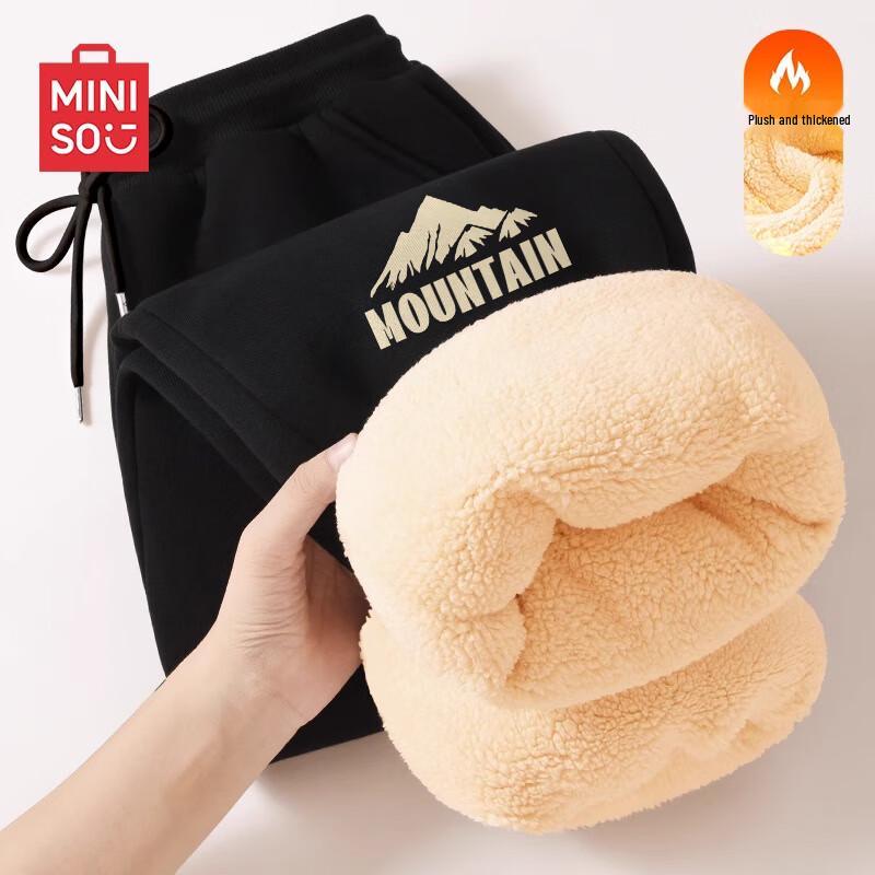 

MINISO Men s Fleece Lined Jogger Pants L