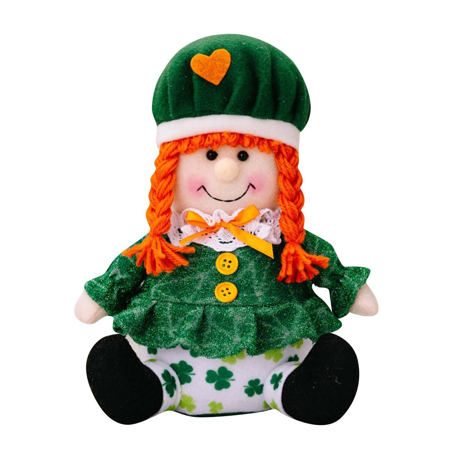 

Зеленый Фестиваль Листьев Сидящие Позы Фигурка Орнамент St. Кукла Патрика Девочка Подарок Ирландский Фестиваль Украшения One Size