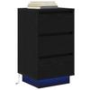 Nightstand with LED Lights Black 38x34x65 cm