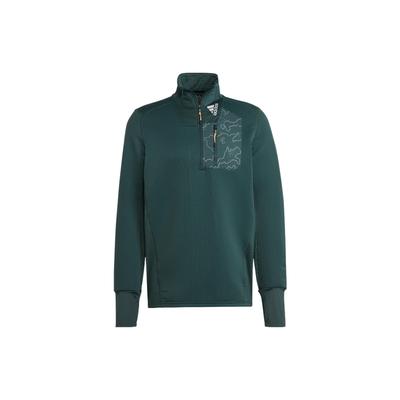 Solid Logo Print Stand Collar Half-Zip Long Sleeve Sweatshirt Men Tops Dark-Green HF6384
