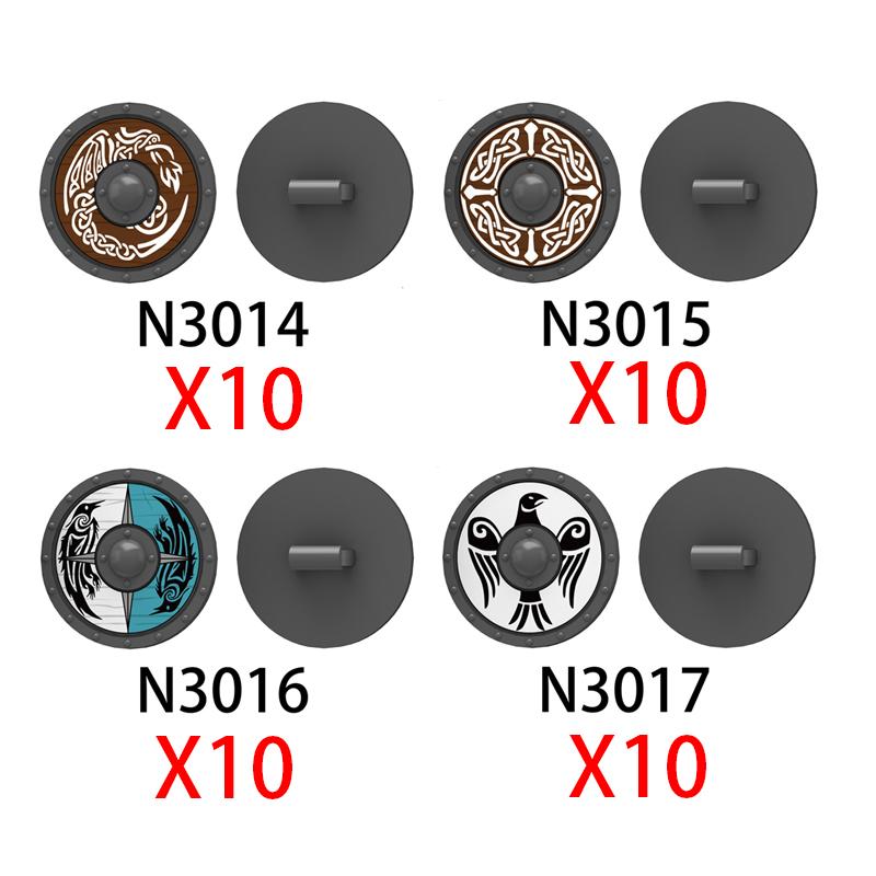 Medieval Knights Figures Accessories Building Blocks Officer Cloak Helmet Cape Armor Shield Black Eagle Red Lion Toys MOC Bricks