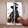 Set Of 2 Horror Halloween Witch Skeleton Curtain Evil Bat Pumpkin Decoration Window Drapes Party Home Office Classroom Curtains Made Polyester