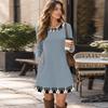Women's Fashion Vertical Striped Knit Long Sleeve Dress for Casual Everyday Wear