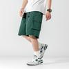 Japanese Style Men's Summer Buckle Belt Workwear Shorts Loose Casual Knee-Length Short Pants