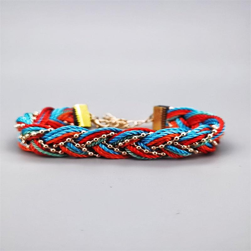 Colorful Mixed Knit Chain Bracelet - European & American Style