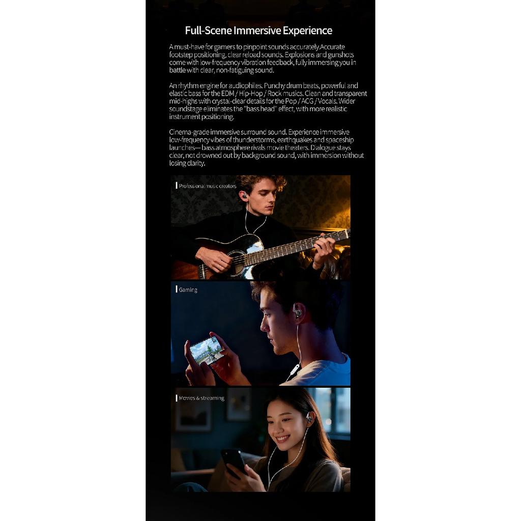 KZ NEW Vibe X Low Frequency Vibration Earbuds HiFi IEM Deep Bass Headset Stereo Sound In-Ear Earphones for Music Gaming