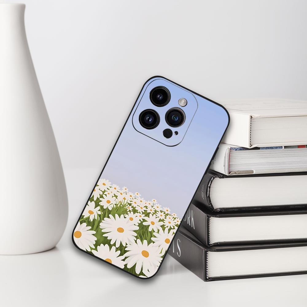Daisy Phone Case For IPhone 16,15,14,13,12,11,XS,XR,X,8,7,Pro,Max,Plus,mini Silicone Black Cover