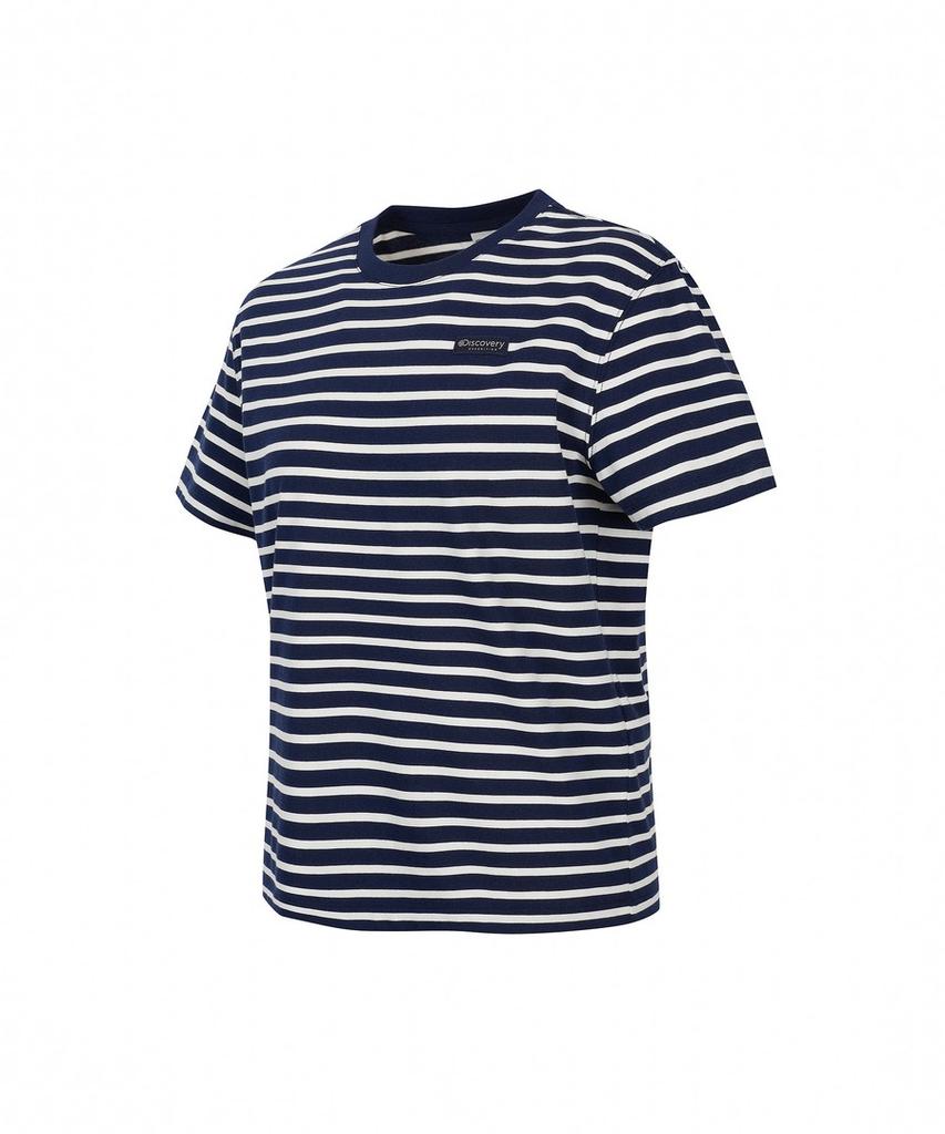 DISCOVERY EXPEDITION Women'S Striped Short Sleeve T-Shirt (D/Navy)