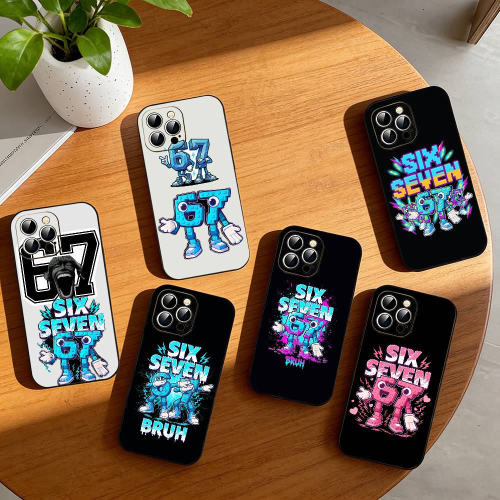 Six Seven 6 7 Phone Case For iPhone 17, 16,15,14,13,12,11 Plus,Pro Max, Others Soft Black Cover